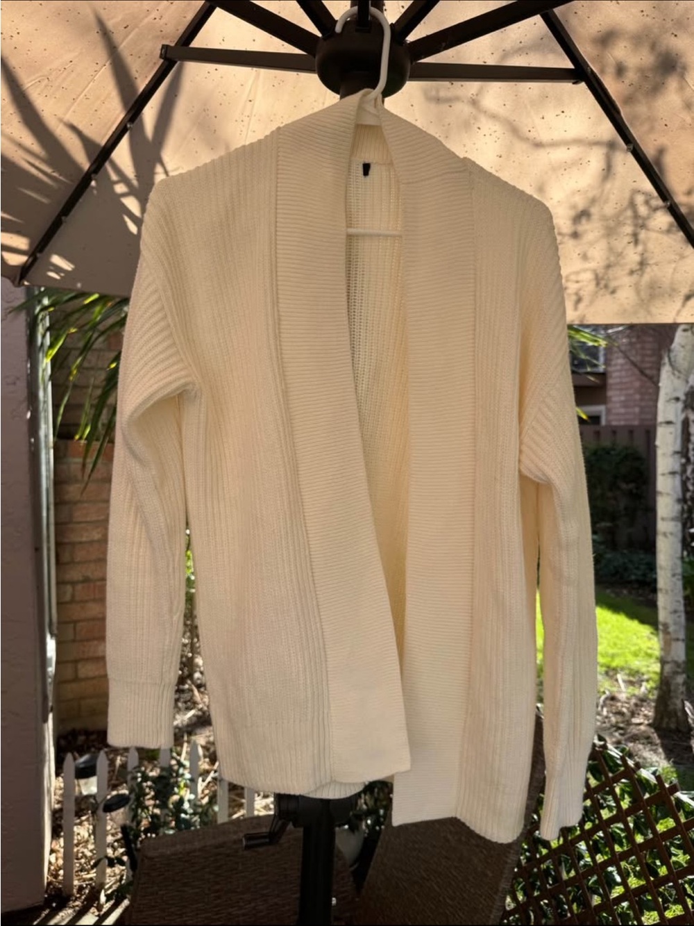 Banana Republic Ivory Ribbed Open Front Cardigan Size S